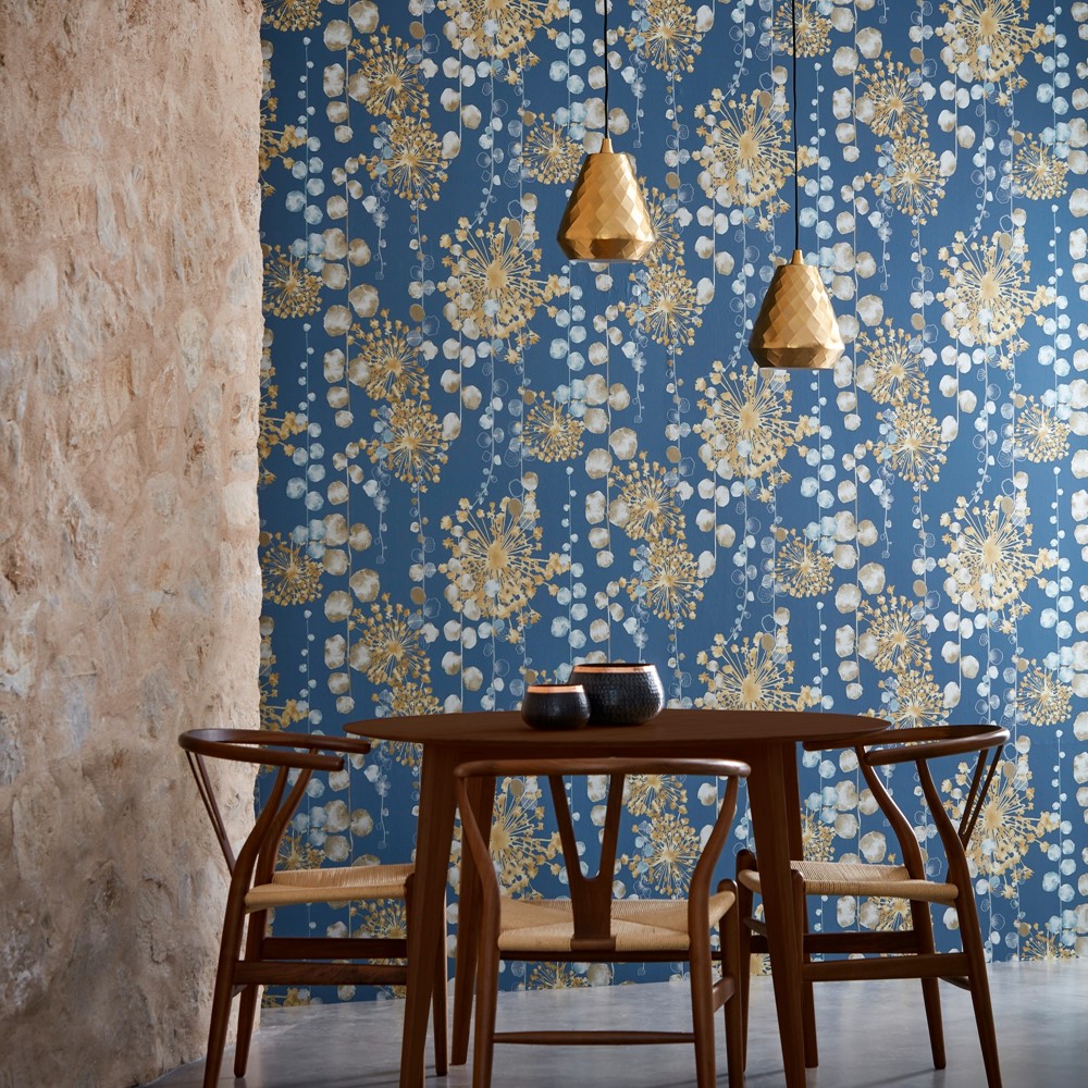 Moku Wallpaper 111651 by Harlequin in Indigo Pebble Beige